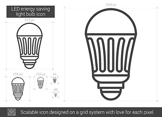 Image showing LED energy saving light bulb line icon.