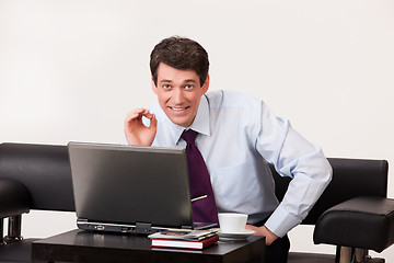 Image showing Young Man And Computer