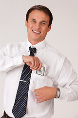 Image showing Young Emotional Man In A Business Suit