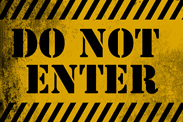 Image showing Do not enter sign yellow with stripes