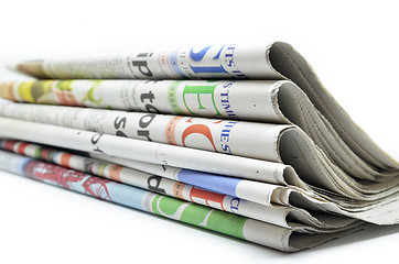 Image showing Newspapers folded and stacked