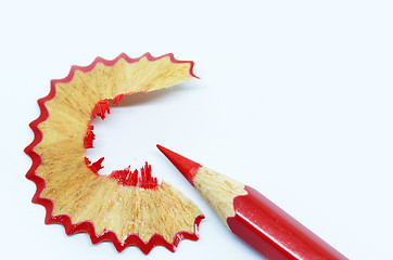 Image showing Sharpened pencil and wood shavings