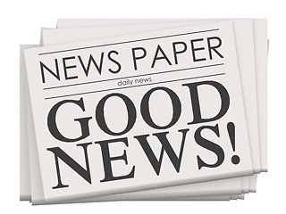 Image showing Good news on newspaper isolated