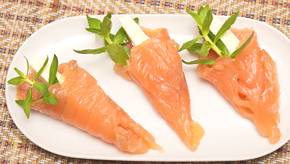 Image showing appetizers with red fish