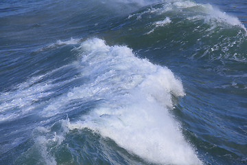 Image showing Sea surf great wave break on coastline