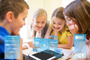 Image showing group of school kids with tablet pc in classroom