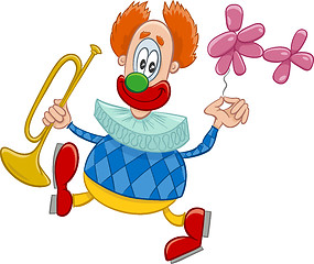 Image showing clown with trumpet cartoon