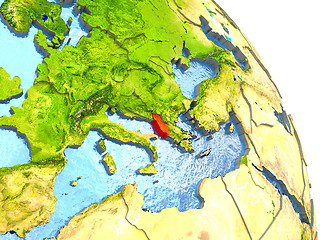 Image showing Albania on Earth in red