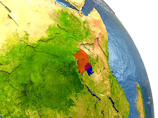 Image showing Uganda on Earth in red