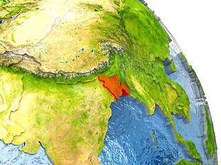 Image showing Bangladesh on Earth in red