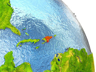 Image showing Dominican Republic on Earth in red