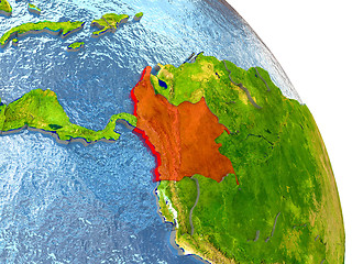 Image showing Colombia on Earth in red