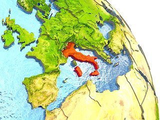 Image showing Italy on Earth in red