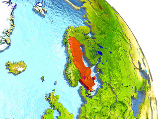 Image showing Sweden on Earth in red