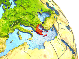 Image showing Greece on Earth in red