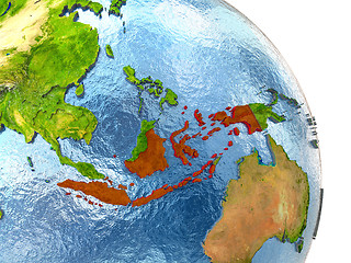 Image showing Indonesia on Earth in red