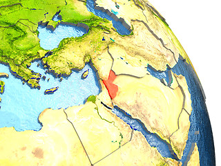 Image showing Jordan on Earth in red