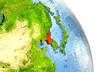 Image showing North Korea on Earth in red