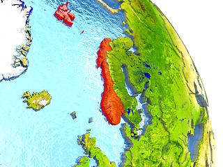 Image showing Norway on Earth in red