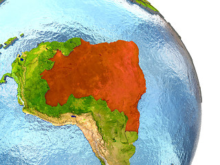 Image showing Brazil on Earth in red