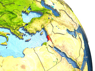 Image showing Israel on Earth in red