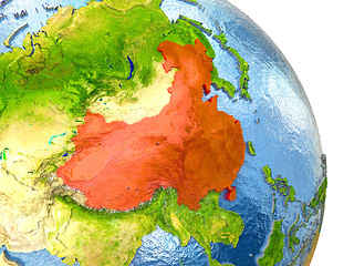 Image showing China on Earth in red