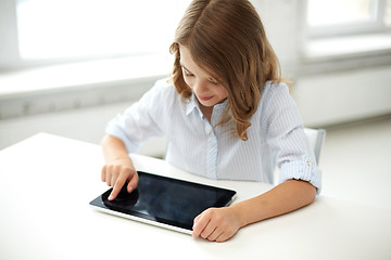 Image showing happy student girl with tablet pc at school