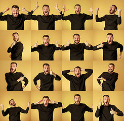 Image showing Set of young man\'s portraits with different emotions