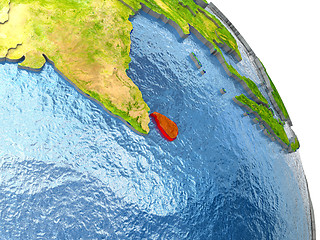 Image showing Sri Lanka on Earth in red