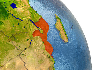 Image showing Mozambique on Earth in red