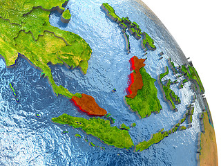 Image showing Malaysia on Earth in red