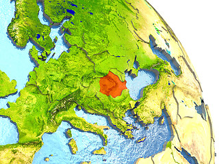 Image showing Romania on Earth in red