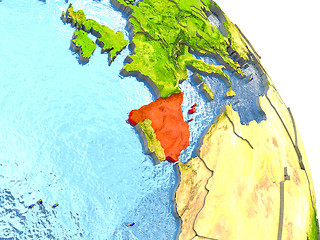 Image showing Spain on Earth in red