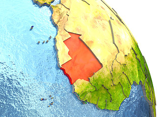 Image showing Mauritania on Earth in red