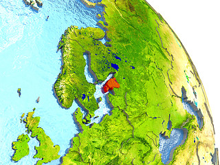 Image showing Estonia on Earth in red