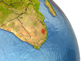Image showing Lesotho on Earth in red
