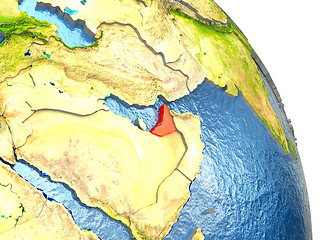 Image showing United Arab Emirates on Earth in red