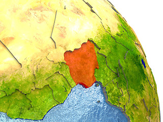 Image showing Nigeria on Earth in red