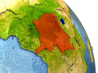 Image showing Democratic Republic of Congo on Earth in red