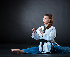 Image showing The karate girl with black belt