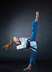 Image showing The karate girl with black belt