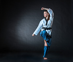 Image showing The karate girl with black belt