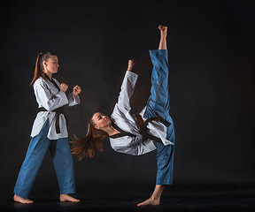 Image showing The karate girl with black belt