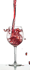 Image showing Red wine splash over white background