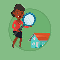 Image showing Woman looking for house vector illustration.