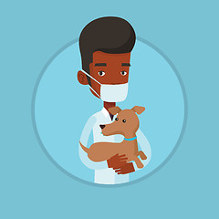 Image showing Veterinarian with dog in hands vector illustration