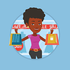 Image showing Woman shopping on sale vector illustration.