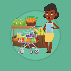 Image showing Woman with shopping list vector illustration.