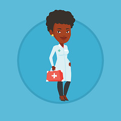 Image showing Doctor holding first aid box vector illustration.