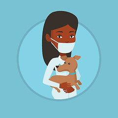 Image showing Veterinarian with dog in hands vector illustration